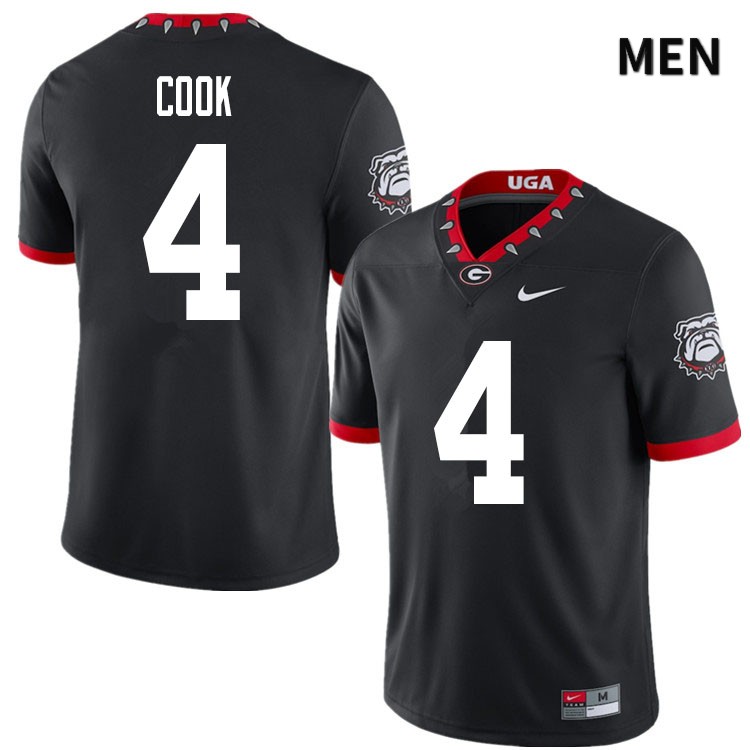 Georgia Bulldogs Men's James Cook #4 Black 2020 Mascot 100th Anniversary Stitched College UGA Football Jersey 23PR014ZQ